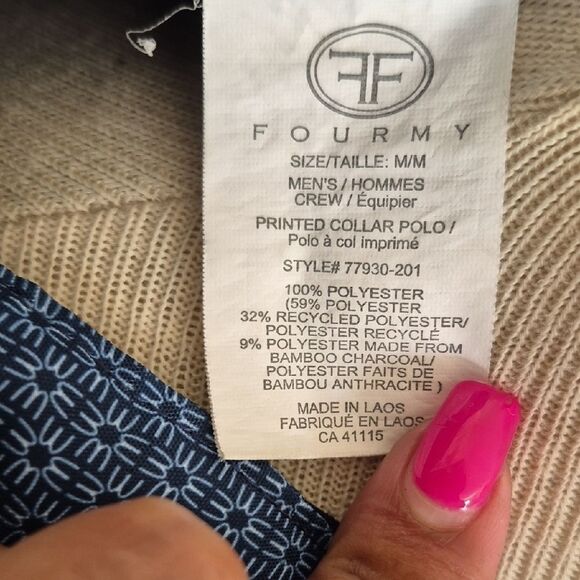 Fourmy Deep Blue Polo with Patterned Collar - Picture 2 of 16